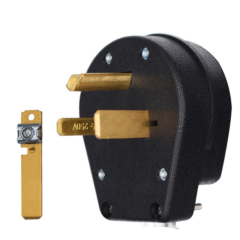 VAV NEMA 6-30P & 6-50P, 30 & 50 Amp, 250V, Heavy Duty Angle Plug, 2 Pole 3 Wire AC Dryer Replacement Male, Industrial Grade, UL Listed - Image 1